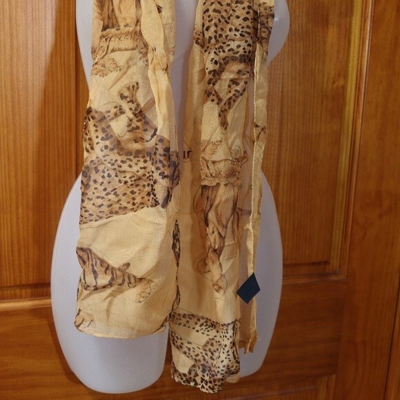 Vintage Lion Leopard Tiger Graphic Sheer Scarf Carol Baskin Tiger King Big Cats - Picture 3 of 7